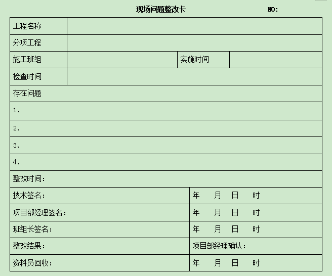 外墻保溫施工方案現(xiàn)場(chǎng)問題答卷卡