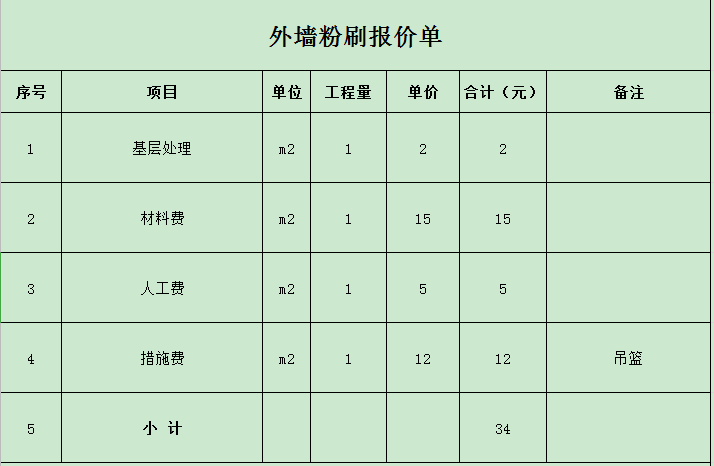 外墻粉刷吊籃施工報(bào)價(jià)單